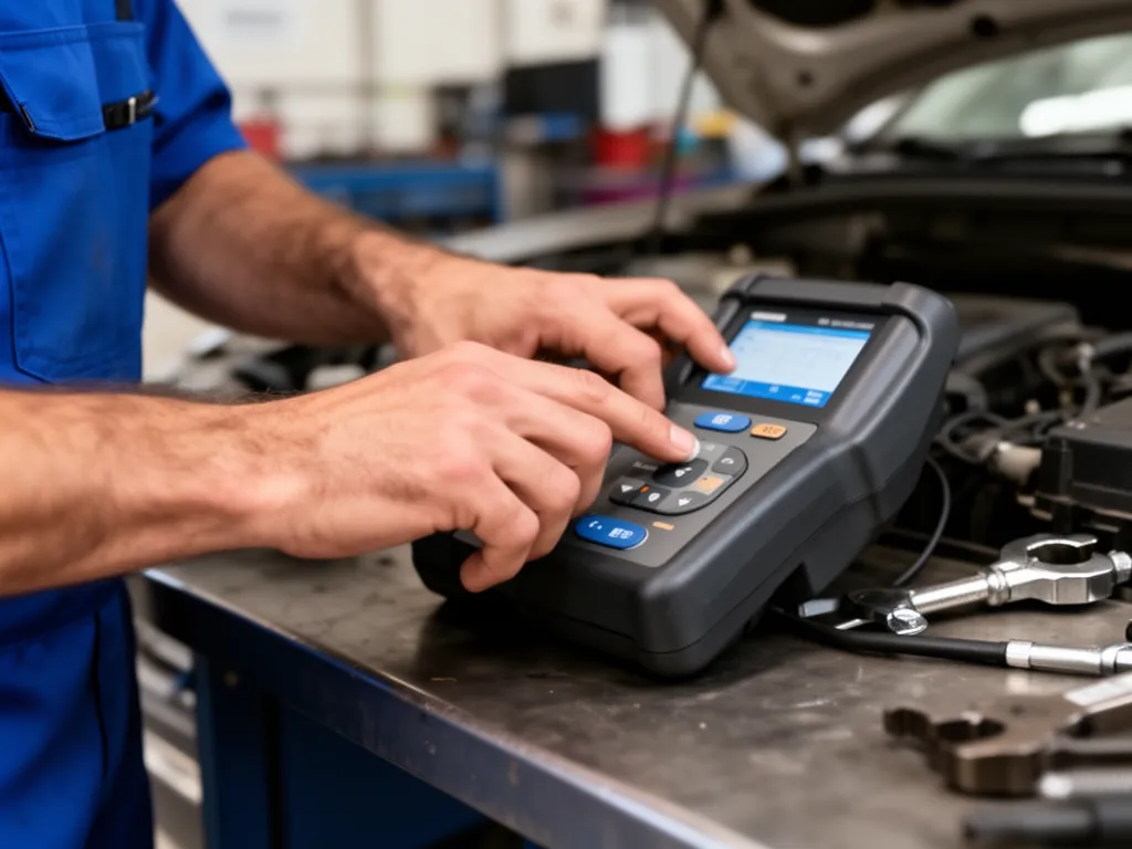 Equipamento de diagnóstico automóvel em utilização